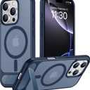Temdan Magnetic Compatible with iPhone 16 Pro Max Case, [Built-in Invisible Kickstand][Compatible with MagSafe] [Military Grade Shockproof] Slim Translucent Matte Phone Case for iPhone 16 Pro Max 6.9" (Blue)