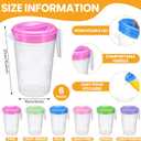 Honeydak 6 Pcs 70 Oz Round Clear Plastic Pitcher with Lid & Handle for Water Iced Tea Beverages (6 Packs Assorted Color) Jarras Para Aguas Frescas Plastic Pitcher for Easy Pouring