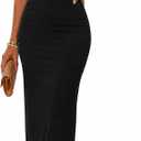 ENOPINK Sexy Halter Backless Cocktail Dress for Women Elegant Cowl Neck Slit Ruched Wedding Guest Maxi Dress Evening Gown (Black, XXL)