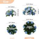 NUPTIO Artificial Flower Centrepieces for Tables - 10 Pcs DustyBlue & White Fake Flowers Roses Balls 13.8in Diameter - Silk Faux Rose Arrangement for Wedding Party Centerpiece Table Decorations