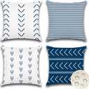 OTOSTAR Set of 4 Outdoor Waterproof Pillow Covers 16x16 Inch Decorative Outdoor Throw Pillow Covers Garden Boho Geometric Arrows Pillow Cases for Patio Furniture Couch Ten Bench (Navy Blue)