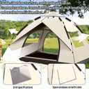 KOMCLUB 3-4 Person Waterproof Camping Tent, Windproof Outdoor Family Tent‌