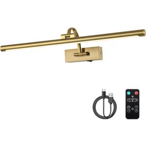 Wireless Picture Lights with Remote and Timer Rechargeable Brass Gallery Lighting Battery Operated Art Lights Over Frame Portrait 5W 24'' Inch Warm White Wireless Picture Lights with Remote and Timer Rechargeable Brass Gallery Lighting Battery Operated Art Lights Over Frame Portrait 5W 24'' Inch Warm White
