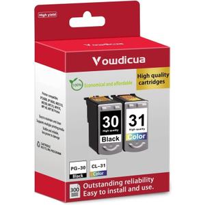 PG-30 CL-31 Ink Cartridges 2Pack - High Capacity Compatible for iP2600 iP1800 MX310 MX300 MP210 MP470 MP140 MP190 Printer, (1 Black, 1 Color)