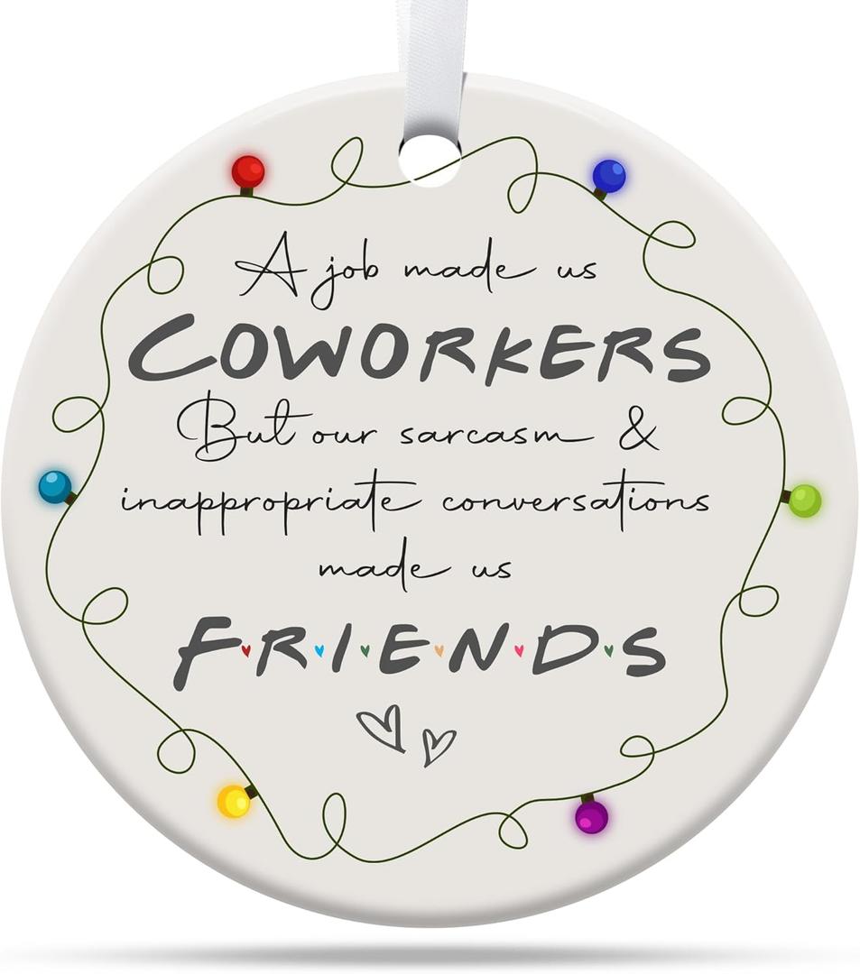 5 x Gifts for Coworkers, Friendship Gifts for Women, Work Bestie, Best Friend, Coworkers Christmas Ceramic Ornament (Coworker 3)