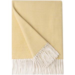 BOURINA Decorative Herringbone Faux Cashmere Fringe Throw Blanket Lightweight Soft Cozy for Bed or Sofa Farmhouse Outdoor Throw Blankets, 50" x 60", Light Yellow