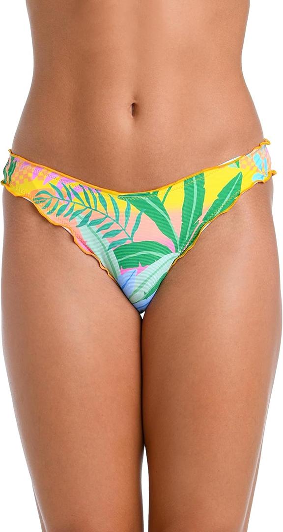 Hobie Women's Standard Merrow Hipster Swimsuit Bottom (Multi//Palms Up), Size: Large