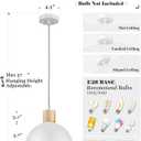 ELYONA 2 Pack Hammered Pendant Lights, 12" Modern Metal Dome Hanging Lamp Solid Wood Pendant Light Fixtures for Kitchen Island, Farmhouse, Dining Room, Sink, Bedroom, Hallway, Nordic White