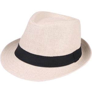 Unisex Fedora Hat Trilby Cuban Sun Protection Short Brim (Small-Medium, Beige)