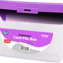 Enday Index Card Holder Purple, 3x5 Note Flash Card Organizer Case, Index Card File w/flip top, Notecard Recipe, Holder, Holds 250 Cards