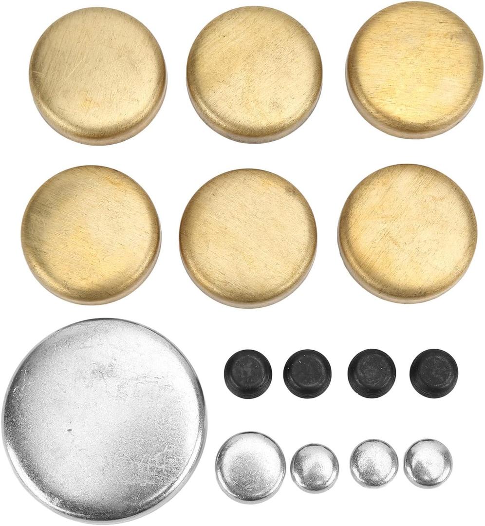 Freeze Plug Kit Brass Expansion Plug Kit, MPE-108BR Brass Freeze Plug Kit Replacement for Small Block 255ci 260ci 289ci 302ci 351ci, 15Pcs Expansion Plug Kit