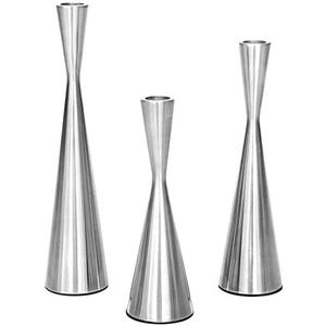 Vixdonos Taper Candlestick Holders Metal Candle Holders Set of 3 Table Decorative Candle Stand for Wedding, Dinning, Party,Home Decor (Silver)