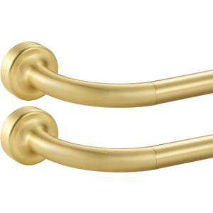2 Pack Warm Gold Disc Curtain Rods, 48-84 Inches Window Curtain Rod,Adjustable Room Darkening Drapery Rod with Aluminum Finials and Brackets,Wrap Around Design