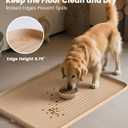 Dog Food Mat 36"x24", Waterproof Pet Feeding Mat with Diversion Grooves and Raised Edges, Large Non-Slip Dog Bowl Mat for Food and Water, Cat Food Mat for Floors, Easy to Clean, Khaki
