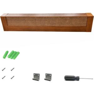 3FT Baseboard Heater Cover, Extendable Galvanized Steel Radiator Panel with Slotted Vent, Easy Installation with End Caps, Modern Walnut Finish for Old Heater Replacement