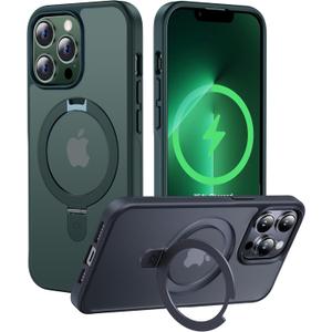 CASEKOO Designed for iPhone 13 Pro Case with Magnetic Invisible Stand [Military Drop Protection] [Compatible with MagSafe] Shockproof Slim Translucent Matte Case 6.1 Inch 2021, Green (for 13 Pro Case 6.1", Green)