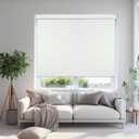 Motorized Roller Blind with Remote, 100% Blackout Electric Window Shades Customized, Automatic Rechargeable Smart Blinds, Compatible with Alexa Google (Vinyl Beige)