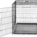 Amazon Basics Portable, Collapsible Metal Wire Dog Crate with Removable Tray, Double Door, Easy to Assemble, Divider Panel for Large Dogs, 42" x 28" x 30", Black