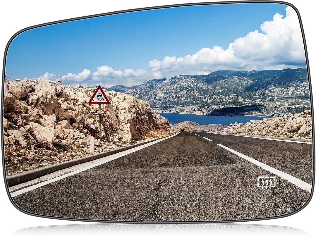 Driver/Left Side Heated Mirror Glass Fits for 2009-2017 Dodge Ram 1500, 2010-18 Ram 2500 Replacement for 68079363AA 68050299AA