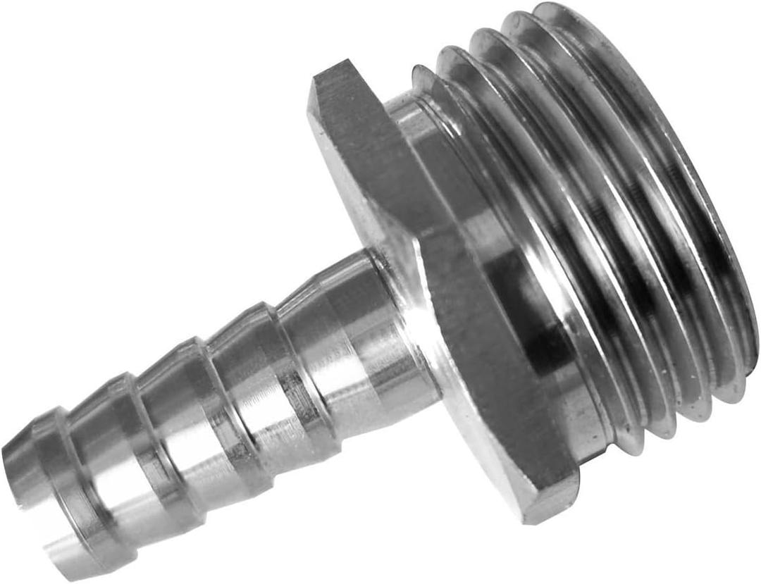 Beduan Stainless Steel Garden Hose Swivel Fitting 1/4" Barb x 3/4" GHT Male Thread Adapter Connector Garden Hose Repair with Hose Clamp