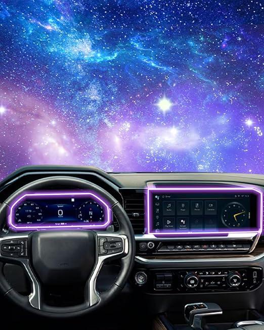 4pcs for 2024-2026 Silverado Sierra 1500 Screen Protector for 2024 2025 2026 Silverado G M C Sierra 1500 2500 3500 HD 13.4Inch (Tempered glass Nav.&Soft Dashboard Screen Protector), Dash+Nav