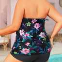 Daci Plus Size Bandeau Tankini Swimsuit for Women 2 Piece Halter Swim Top with Shorts Tummy Control Bathing Suits (XL)