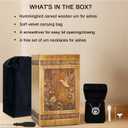 Wooden Urn for Ashes Adult Male Female, Handcrafted Large Cremation Urns Box for Human Ashes Adult Man Woman, Memorial Decorative Funeral Urn with Hummingbird Carvings, with Velvet Bag & Necklace