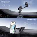 4 x Car Phone Holder, Military Suction Cup 360 Mount with Secure Grip | Windshield dashboard mount, heat-resistant suction cup military-grade, adjustable arm, universal smartphone compatibility