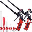 Luft Professional Expanding Foam Spray Gun (2 Insulation Guns + 9 Extenders) PU Insulating Applicator Heavy Duty Metal Body Dispensing Foam Gun Suitable for Caulking, Filling, Sealing (2 Pack) (Red)