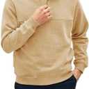 Gafeng Mens Athletic Sweatshirts Jumper Sports Shirts Cotton Stand Collar Long Sleeve Henley Pullover Tops Workout Sweatshirt Khaki XXL