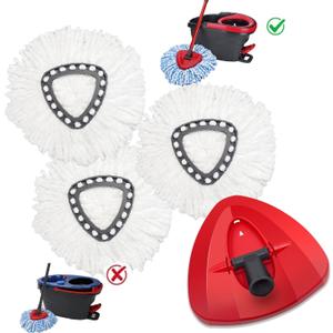 Easywring 1-Tank System,Mop Replacement Heads for O-Ceda Replace , Spin Mop Heads Replacements, Microfiber Spin Mop Refills, Easy Cleaning Head Replacement (1 Base+3pcs White)