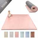 Stylish Coral Velvet Baby Play Mat 60" x 80" Pink Soft 1" Thick High-Density Memory Foam Nursery Rug Playmat for Floor with Non-Slip Backing for Crawling & Playing Non-Toxic, odorless Area Rug