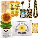 Teacher Appreciation Gifts for Women, Teacher Gifts In Bulk, Teacher Lanyard with ID Holder, Thank You Birthday Back to School End of Year Gifts for Teachers,Makeup Bag Socks Crochet Doll Gift Basket