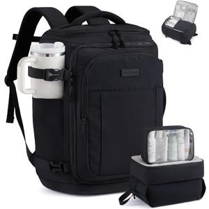 LOVEVOOK Travel Backpack for Women & Men, 40L TSA Approved Carry On Backpack with 3 Packing Cubes, Waterproof Weekender Overnight Bag for 2-4 Day Trips, Business & Travel Essentials, Black