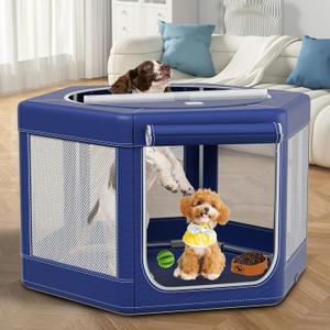 Puppy Playpen,45x45x25.6 Inches Fabric Mesh Dog Playpen,Portable Soft Fence for Dog and Cat, Breathable Exercise Pet Play Pen Indoor/Outdoor,Removable Zipper Top,Tear Resistant Fabric,Safe & Sturdy