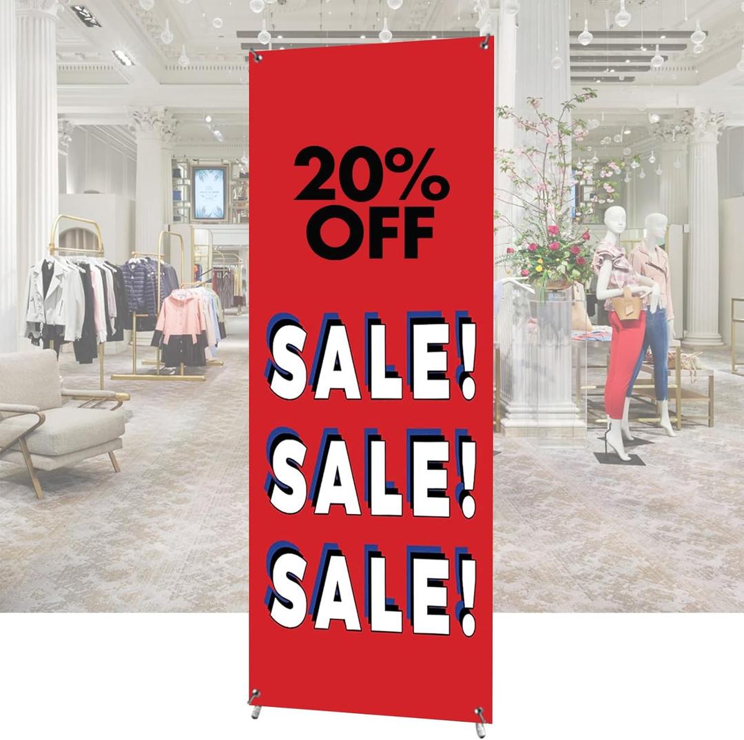 Premium X-Frame Banner Stand Display Adjustable Sizing from 24"x72" 2 UNITS with Carrying Bag (STAND ONLY)---LIGHTWEIGHT, EASY TO SET UP