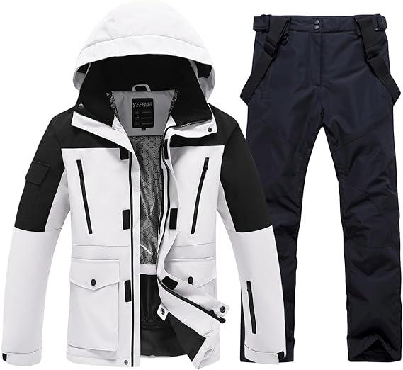 Men's Ski Suit Waterproof Snowsuits Two Piece Snowboard Jacket and Pants Set Outdoor Winter Snow Suits Windproof,L