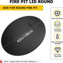 42" Fire Pit Cover Lid Round Outdoor Fireplace Cover Lid Heat Resistant Flat Fire Pit Burner Pan Cover for Round Patio Fire Pit Prevent Sparks, Snuff Campfire (Black, 42 inch)