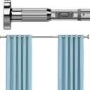 MEXAU Silver Tension Curtain Rods for Windows 41-126 Inches Heavy Duty Tension Rod Adjustable Curtain Rods No Drilling for Bathroom Living Room Outdoor Patio Hold Up Blackout Curtains and Non Slip