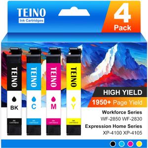 TEINO Remanufactured Ink Cartridge Replacement for Epson 212 Ink Cartridges High Yield Works with Workforce WF-2830 2850 Expression XP-4100 4105 Printer (1 Black 1 Cyan 1 Magenta 1 Yellow, 4 Pack)