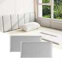 3D Anti-Collision Wall Padding for Kids, Grey Peel and Stick Headboard Pack of 6 Panels Sized 7.8" x 15.7", Self-Adhesive Panels for Bedroom/Living Room Upholstered Wall