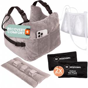 MOYOAMA Post Mastectomy Pillow – Hands-Free Protection with Secure Strap & Easy-Clean Washable Cover Breast Surgery Must Haves,Breast Reduction Recovery Supplies,Breast Augmentation, Dove Grey, MP