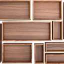 Seville Classics Acacia Wood Premium Organizer Storage Bins for Kitchen Silverware, Pantry, Closet, Office Desk, Pens, Utensils, Makeup, K Cup, Acacia, Bin Set (10 Piece)