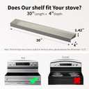 Mount Walker 30" Upgrade Stainless Steel Stove Top Shelf, Magnetic Shelf for Kitchen, Over The Stove Spice Rack Organizer, Back of Oven Rack with Border All Around, Silver