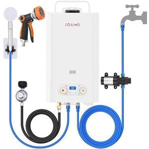 Tankless Water Heater Propane,2.64GPM 10L Outdoor Portable water heater,with 2 GPM Water Pump, with Digital Display Multi-Protection for Camping Trips Boat Cabins