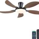 PHORUS 52" Low profile Ceiling Fans with Lights and Remote,Modern Flush Mount Ceiling Fans with Quiet Reversible DC Motor, Dimmable 3 Colors 6 Speeds (Brown)