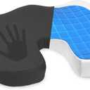 Elantrip Gel-Enhanced Memory Foam Seat Cushion, Ergonomic, Non-Slip Comfort Pad for Office, Car, Gaming Chairs - Cooling Design for Coccyx, Back, Sciatica Pain Relief with Washable Black Cushion