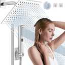 8"High Pressure Square Rain Shower Head and 2-in-1 Hand Shower.Equipped with 78"Hose, 3 Way Diverter Valve,Adhesive Shower Head Holder.(AWAXFOLO Square Shower Head Set chrome)