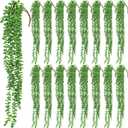 Janinka 16 Pcs Artificial Succulents Bulk Hanging Plants 24 Inches Large Fake String of Pearls Fake Plants Wall Greenery Decor for Garden Indoor Outdoor Decoration