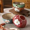 Ceramic Soup Bowls for Kitchen, 28oz Flower Bowls Set of 4, Suitable for Breakfast, Lunch, Dinner, Ideal for Ramen, Cereal, Pasta, Grains, Salads, Gifts, Kitchen Decoration